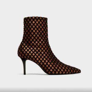 Zara - Velvet Trafaluc Mid-Calf Booties, Size 7.5, Black/Copper, NWT